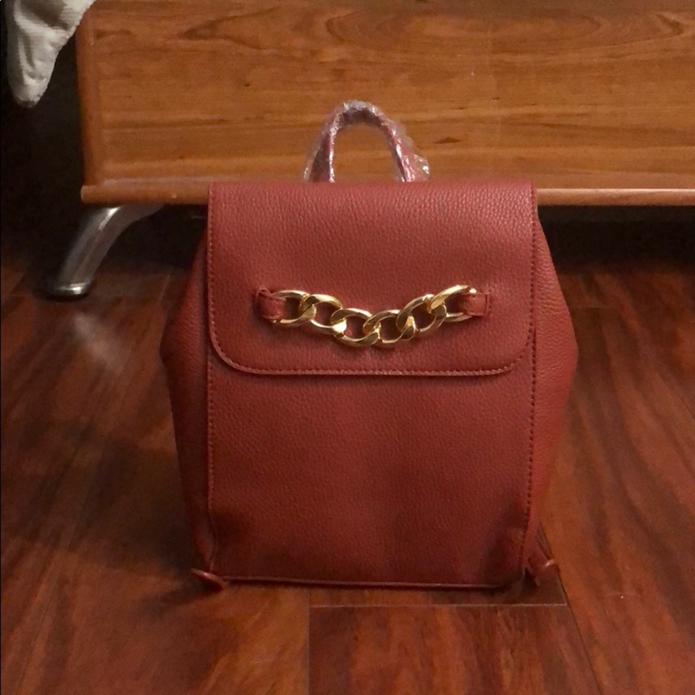 Rust Pebbled Leather Mini Backpack - image 1